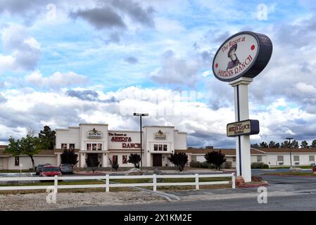 PAHRUMP, NEVADA - 14 APR 2024: Sheris Ranch a licensed, legal brothel, adjacent to the Chicken Ranch Brothel, in Pahrump. Stock Photo