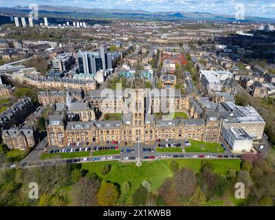 Aerial view of Glasgow University campus adjacent to Kelvingrove Park, Glasgow, Scotland ,UK Stock Photo