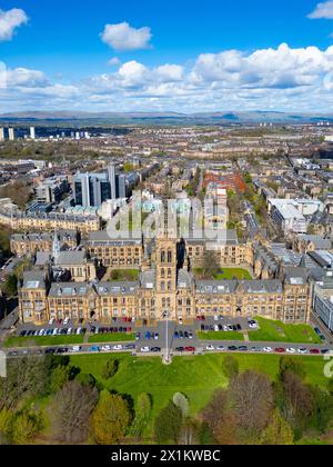 Aerial view of Glasgow University campus adjacent to Kelvingrove Park, Glasgow, Scotland ,UK Stock Photo