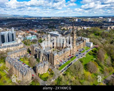 Aerial view of Glasgow University adjacent to Kelvingrove Park, Glasgow, Scotland ,UK Stock Photo
