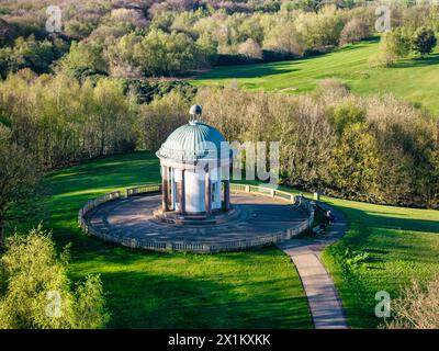 Aerial image of Heaton Temple and Heaton Park in Manchester UK Stock Photo