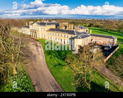 Aerial Image of Heaton Hall in Heaton Park, Manchester UK Stock Photo