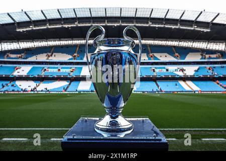 The European Cup during the UEFA Champions League Quarter Final Manchester City vs Real Madrid at Etihad Stadium, Manchester, United Kingdom, 17th April 2024  (Photo by Mark Cosgrove/News Images) Stock Photo