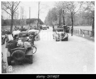 GERMAN DELEGATES MEET BRITISH STAFF OFFICERS PRIOR TO SURRENDER - After the meeting, General Admiral Von Friedeburg passing through our lines on the way to surrender, British Army, 21st Army Group Stock Photo