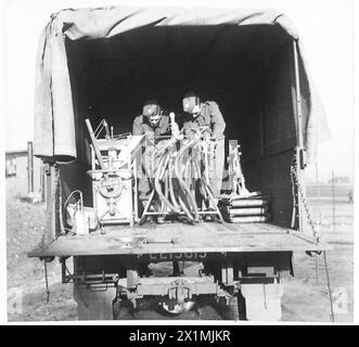 PHOTOGRAPHS TAKEN AT A MOBILE PETROL FILLING CENTRE R.A.S.C. - Showing Mobile Petrol Filling Equipment in 3-ton lorry , British Army Stock Photo