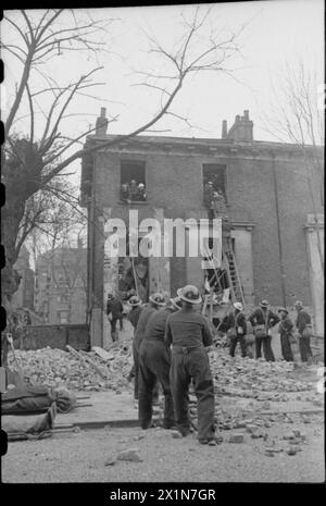 Rescue personnel and stretchers during an exercise or deployment at a ...