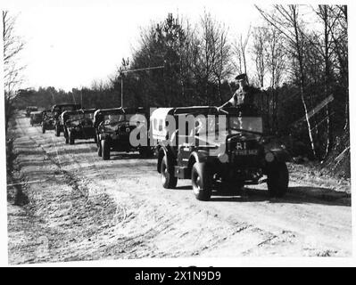 Wireless communication trucks operated by the Royal Corps of Signals are deployed for British Army communications operations. Stock Photo