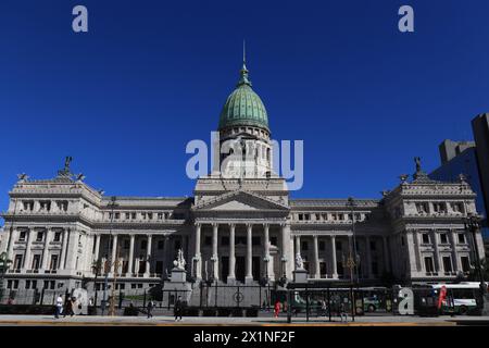 Buenos Aires, Argentina, 17.04.2024, View of building of National Congress of Argentina. (Photo: Néstor J. Beremblum) Stock Photo