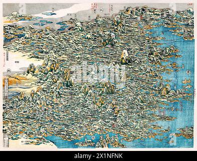 Map of China by Katsushika Hokusai (1760–1849). Original from Yale University Art Gallery. Stock Photo