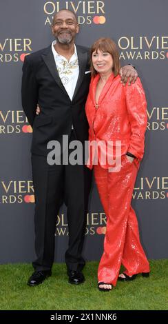 Photo Must Be Credited ©Alpha Press 078237 14/04/2024 Sir Lenny Henry and Lisa Makin at the Olivier Awards 2024 in London. Stock Photo