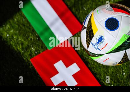 LEIPZIG, GERMANY, APRIL 17, 2024: Hungary vs Switzerland, Euro 2024 Group A football match at Cologne Stadium, Cologne, 15 June 2024, official ball on Stock Photo