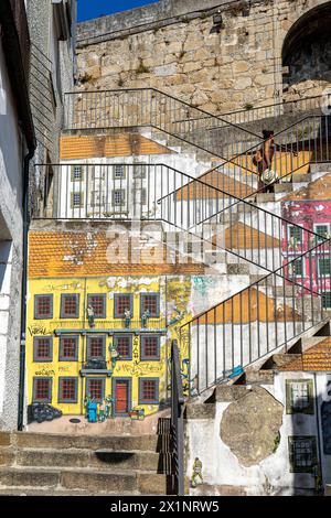 Paintings or engravings on a street in Vila Nova de Gaia-portugal Stock Photo