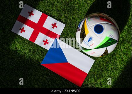 HAMBURG, GERMANY, APRIL 17, 2024: Georgia vs Czech Republic, Euro 2024 Group F football match at Volksparkstadion, Hamburg, 22 June 2024, official bal Stock Photo