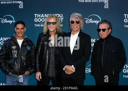 London, UK. 17th Apr, 2024. Tico Torres, Jon Bon Jovi, David Bryan, and Gotham Chopra attend the UK Premiere of 'Thank You, Goodnight: The Bon Jovi Story' held at the Odeon Luxe, Leicester Square, London. (Photo by Mario Mitsis/SOPA Images/Sipa USA) Credit: Sipa USA/Alamy Live News Stock Photo