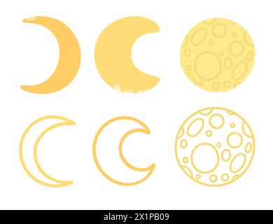 Set of moon icons in different phases vector illustration isolated on white background Stock Vector