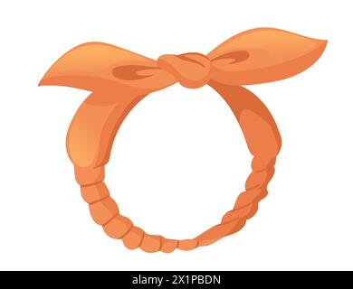 Orange color cloth fashionable headband with bow vector illustration isolated on white background Stock Vector