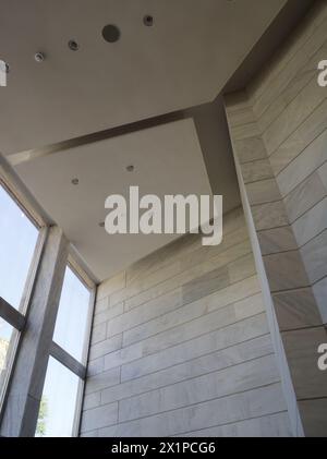 Modern architecture interior wall made of marble tiles in Bauhaus style  Stock Photo