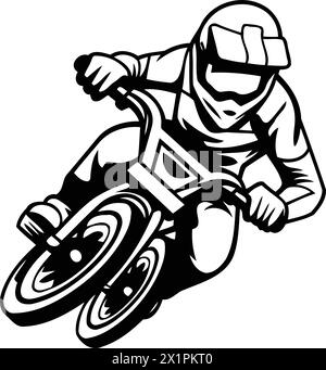 Motocross Mascot. Vector illustration of a motocross rider on a race. Stock Vector