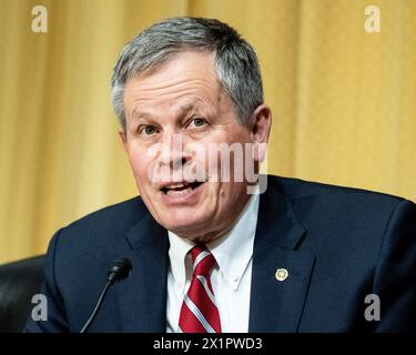 Washington, United States. 17th Apr, 2024. U.S. Senator Steve Daines (R-MT) speaking at a hearing of the Senate Finance Committee at the U.S. Capitol. Credit: SOPA Images Limited/Alamy Live News Stock Photo