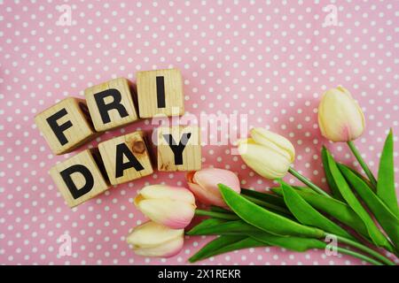 friday word made from wooden cubes with letters alphabet Stock Photo
