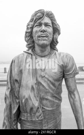 A statue of the Bee Gees by sculptor Andy Edwards was unveiled in Douglas Isle of Man in 2021.Located on Loch Promenade between Marine Gardens 1 & 2.. Stock Photo