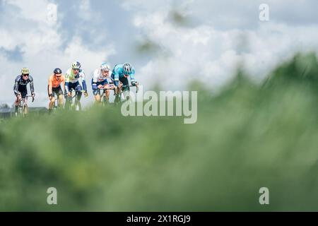 Huy, Belgium. 17th Apr, 2024. Picture by Zac Williams/SWpix.com - 17/04/2024 - Cycling - 2024 Fleche Wallone - The breakaway. Credit: SWpix/Alamy Live News Stock Photo