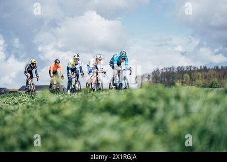 Huy, Belgium. 17th Apr, 2024. Picture by Zac Williams/SWpix.com - 17/04/2024 - Cycling - 2024 Fleche Wallone - The breakaway. Credit: SWpix/Alamy Live News Stock Photo