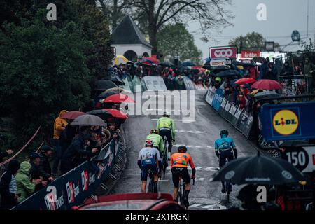 Huy, Belgium. 17th Apr, 2024. Picture by Zac Williams/SWpix.com - 17/04/2024 - Cycling - 2024 Fleche Wallone - The breakaway. Credit: SWpix/Alamy Live News Stock Photo