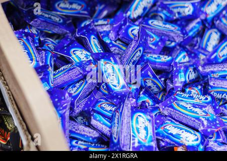 Tyumen, Russia-March 05, 2024: Milky Way minis candy bars. Selective focus Stock Photo