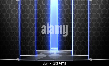 Closeup view of the black geometric hexagon for texture background Stock Photo