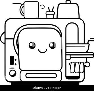 Vector illustration of a cute cartoon kitchen appliance character in a flat style. Stock Vector