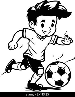 Cartoon boy playing soccer. Vector illustration of a cartoon boy ...