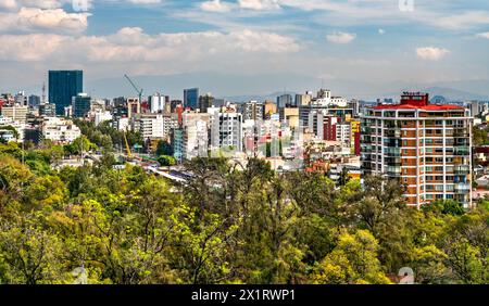 Skyline of Downtown Mexico City from Chapultepec Castle in Mexico Stock Photo