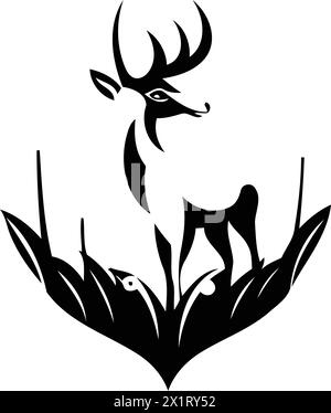 Deer logo template vector icon illustration design. Wild animal logo. Stock Vector
