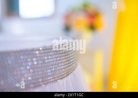 registration of a wedding or banquet hall in yellow tones Stock Photo