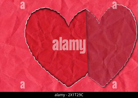 Paper torn in the shape of a heart, abstract background with heart shape, editable, copy space Stock Photo