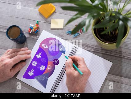 Ai concept drawn on a notepad placed on a desk Stock Photo