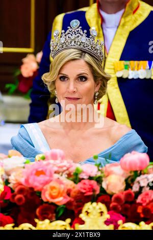 Queen Maxima during the state banquet at the Royal Palace in Amsterdam ...