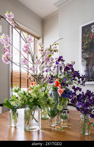 Fresh spring flower arrangement in Chelsea home, London, UK Stock Photo