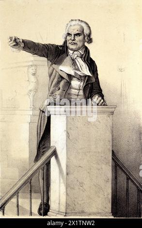 Portrait de Georges Jacques Danton (1759-1794), homme politique francais. - in 'Galerie historique de la Revolution francaise' de Albert Maurin, 1843 . Stock Photo