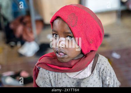 Young Djiboutian girl posing in a street of Balbala district near Djibouti city, Djibouti, Horn of Africa Stock Photo