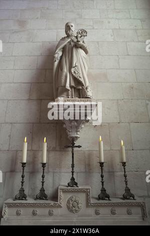 Sculpture of St Francis de Sales, born 1567, Notre Dame de l'Assomption Cathedral, Lucon, Vendee, France Stock Photo
