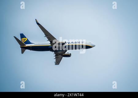 Ryanair Boeing 737-8AS airliner in flight. Stock Photo