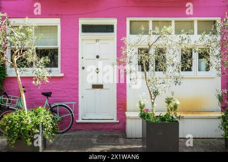 Pink house in St Luke Mews, Notting Hill, London UK Stock Photo