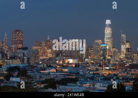 View from Dolores Park to the skyline of San Francisco, California, USA, San Francisco, California, USA Stock Photo