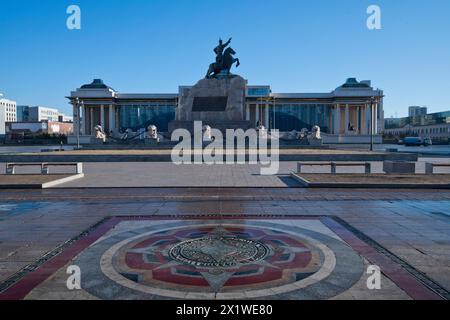 Mongolian government palace, state palace, parliament building with ...