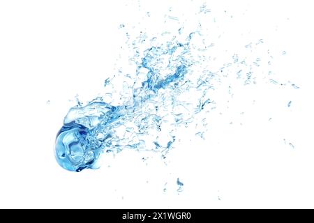 3D rendering of water splash isolated on white background with clipping path. 3D illustration of water splash. Stock Photo