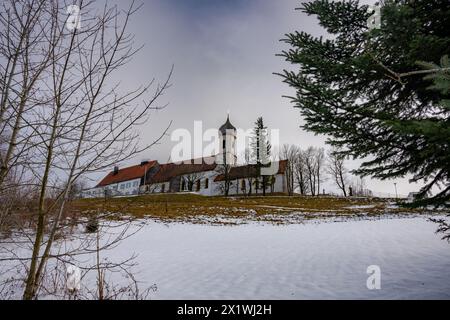 Pilgrimage Church of the Assumption of Mary, Hohenpeissenberg, Church, Bavaria, Upper Bavaria, Pfaffenwinkel, Germany Stock Photo