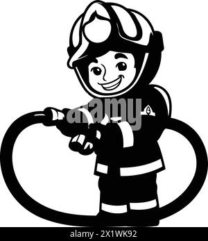 Cartoon firefighter holding a fire hose Stock Vector Image & Art - Alamy