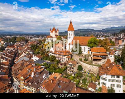 Thun, Switzerland medieval cityscape in the day. Stock Photo